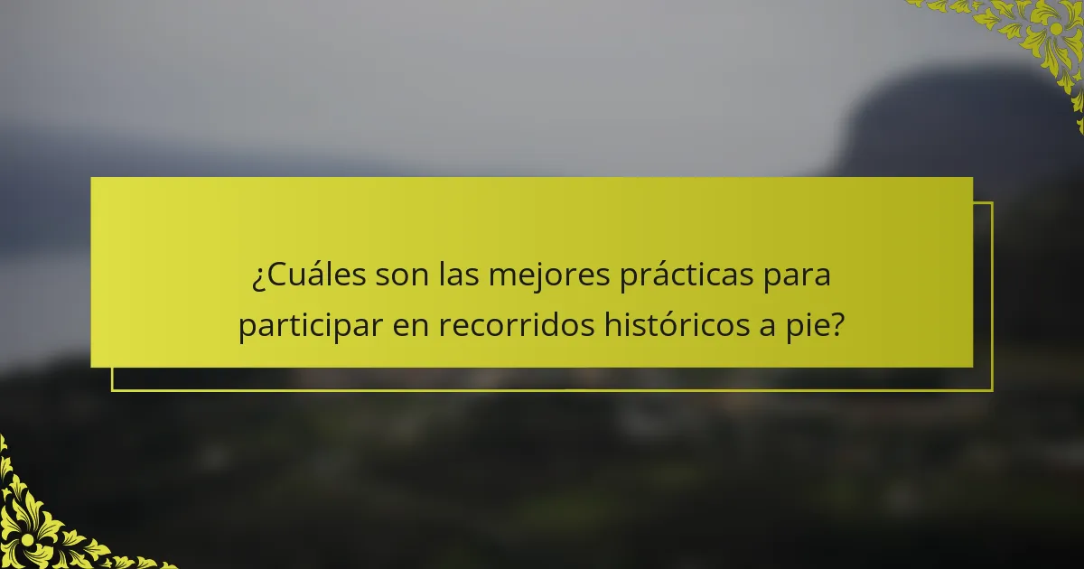¿Cuáles son las mejores prácticas para participar en recorridos históricos a pie?