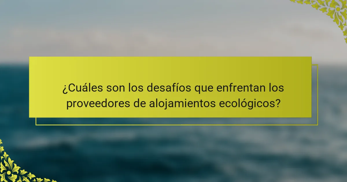 ¿Cuáles son los desafíos que enfrentan los proveedores de alojamientos ecológicos?