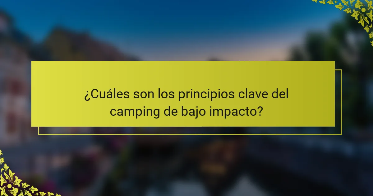 ¿Cuáles son los principios clave del camping de bajo impacto?