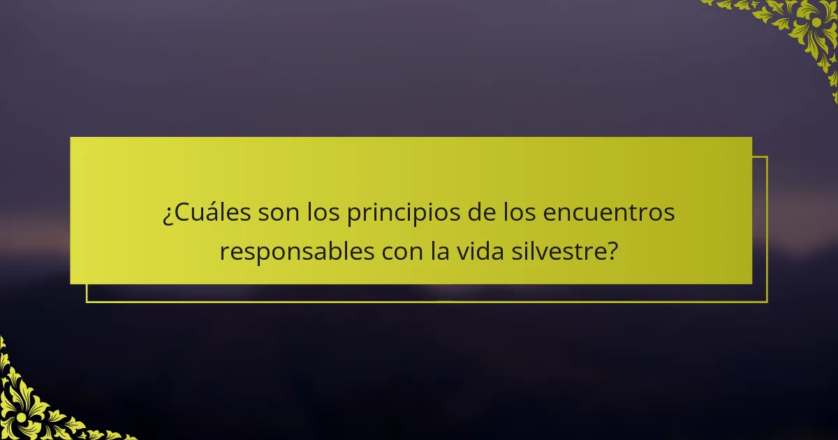 ¿Cuáles son los principios de los encuentros responsables con la vida silvestre?