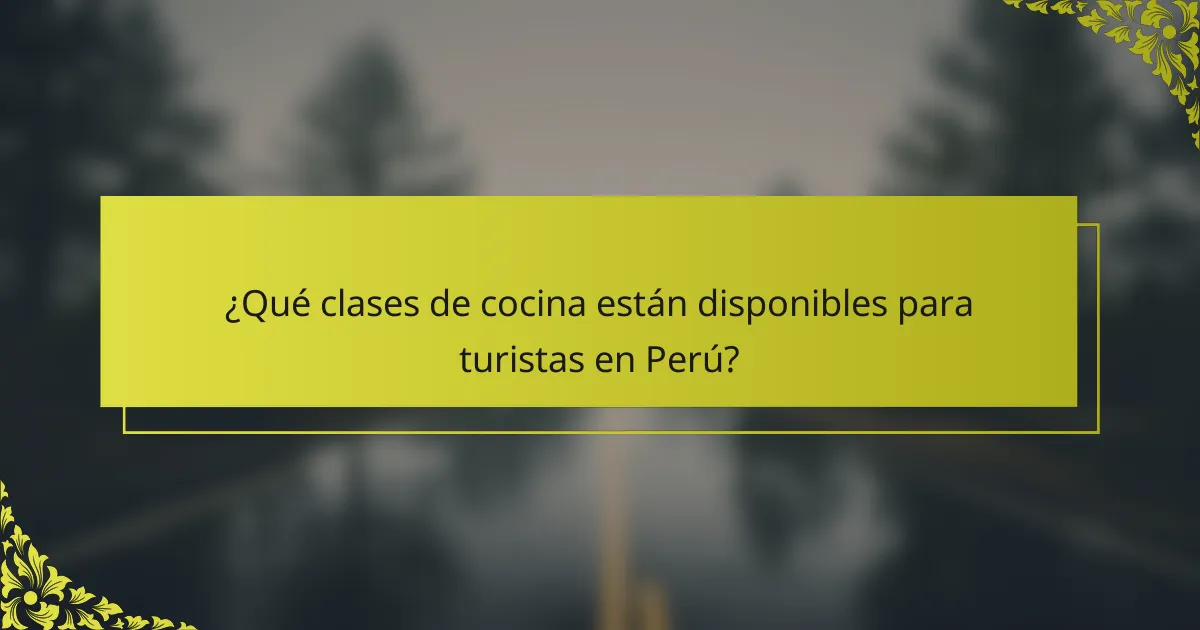 ¿Qué clases de cocina están disponibles para turistas en Perú?