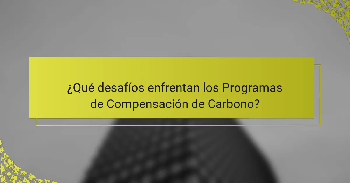 ¿Qué desafíos enfrentan los Programas de Compensación de Carbono?