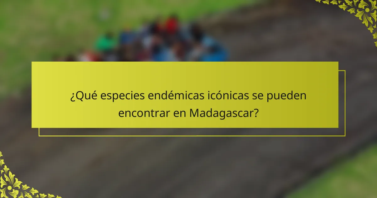 ¿Qué especies endémicas icónicas se pueden encontrar en Madagascar?