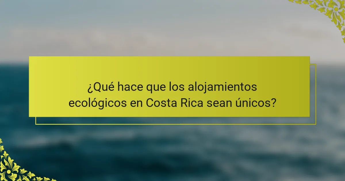 ¿Qué hace que los alojamientos ecológicos en Costa Rica sean únicos?
