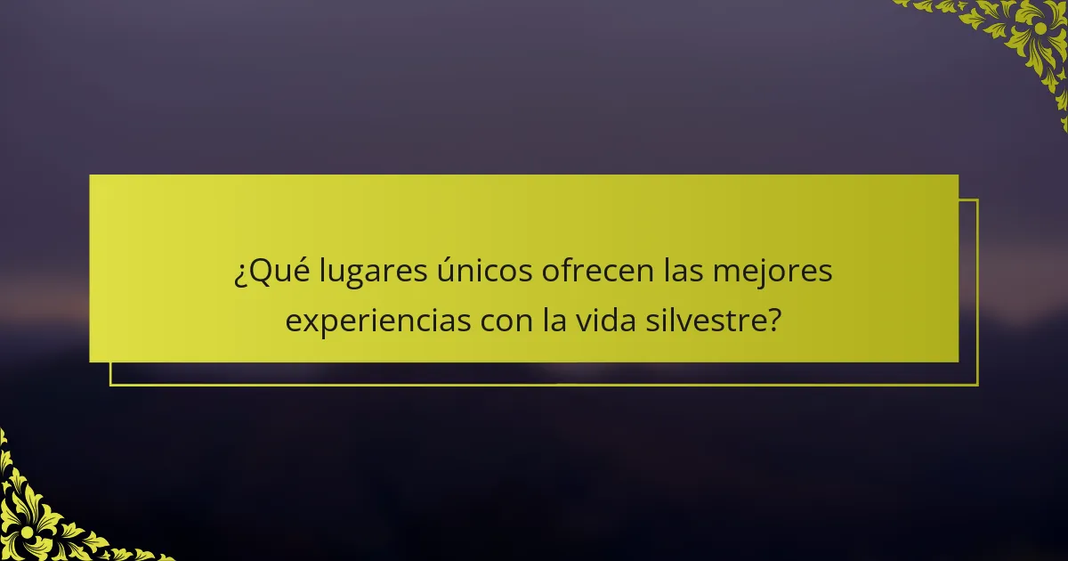 ¿Qué lugares únicos ofrecen las mejores experiencias con la vida silvestre?
