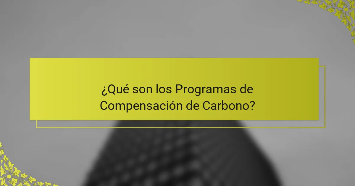 ¿Qué son los Programas de Compensación de Carbono?